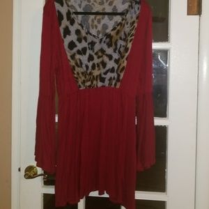 cheetah print bell sleeve top